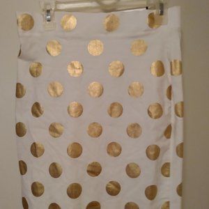 white with Gold Polka Dot skirt size large